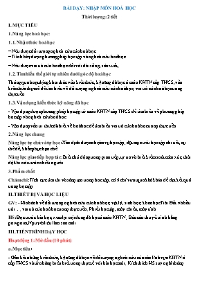 Giáo án Hóa học Lớp 10 (Sách Chân trời sáng tạo) - Chương trình cả năm - Năm học 2022-2023